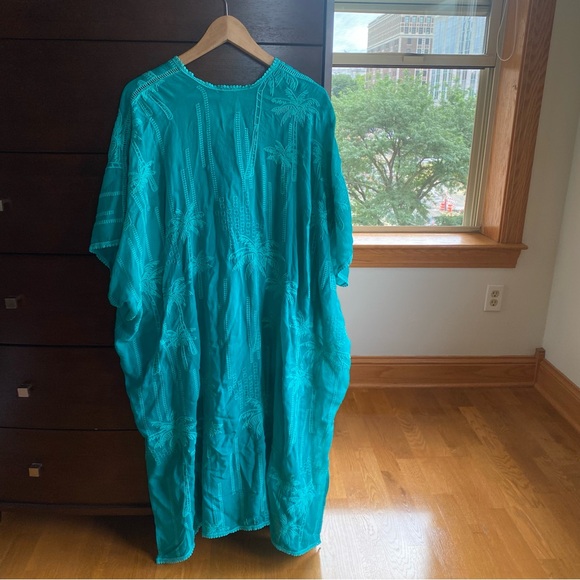 Johnny Was Palm Georgia Kimono In Aqua Blue - One Size - Picture 9 of 11